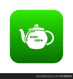 Kettle household icon green vector isolated on white background. Kettle household icon green vector
