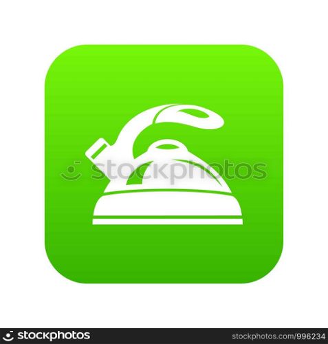 Kettle icon green vector isolated on white background. Kettle icon green vector