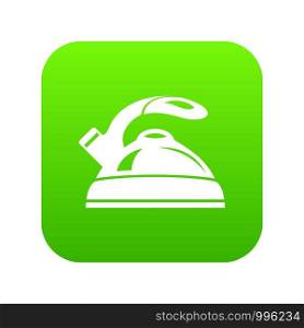 Kettle icon green vector isolated on white background. Kettle icon green vector