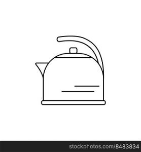 Kettle line icon vector illustration. Teakettle black linear outline isolated on white background. Kitchen utensil teapot for boiling water and making hot drinks. Kettle line icon vector illustration