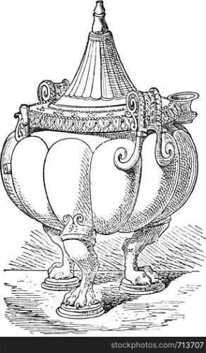 Kettle lobes, vintage engraved illustration.