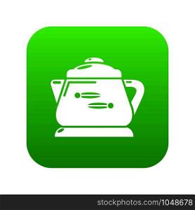 Kettle modern icon green vector isolated on white background. Kettle modern icon green vector