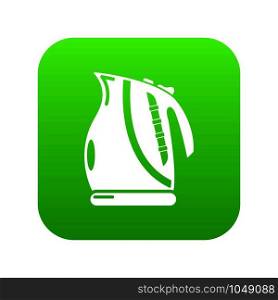 Kettle power icon green vector isolated on white background. Kettle power icon green vector