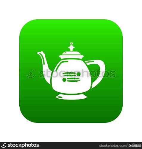 Kettle restaurant icon green vector isolated on white background. Kettle restaurant icon green vector