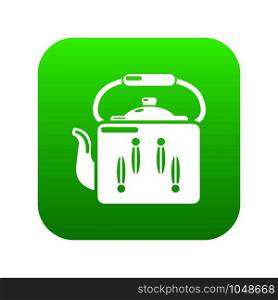 Kettle retro icon green vector isolated on white background. Kettle retro icon green vector