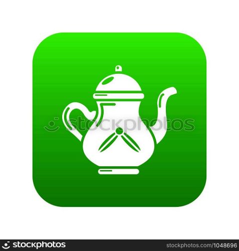 Kettle tea icon green vector isolated on white background. Kettle tea icon green vector