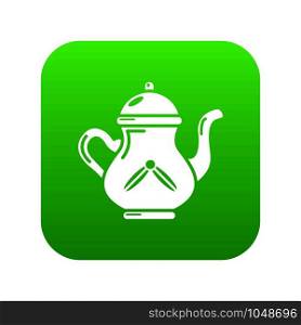 Kettle tea icon green vector isolated on white background. Kettle tea icon green vector