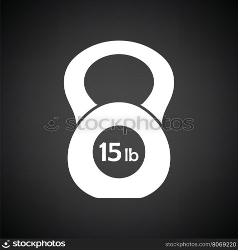 Kettlebell icon. Black background with white. Vector illustration.