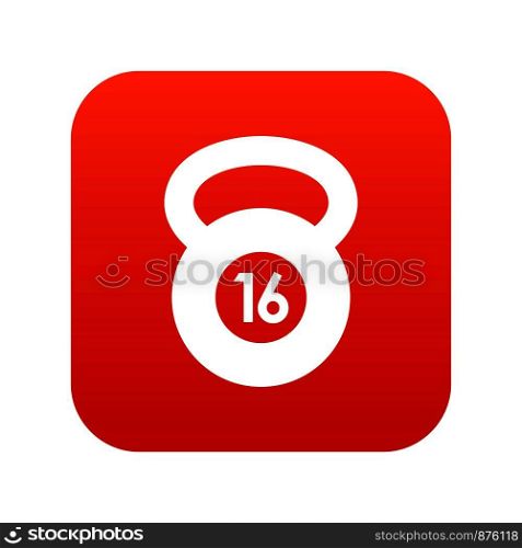 Kettlebell icon digital red for any design isolated on white vector illustration. Kettlebell icon digital red