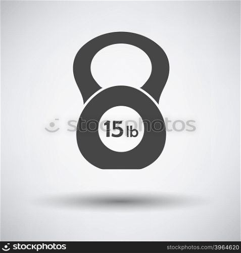 Kettlebell icon on gray background with round shadow. Vector illustration.