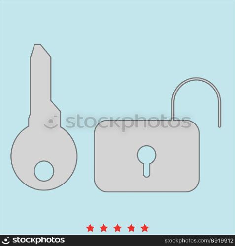 Key and lock set icon .