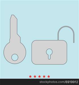 Key and lock set icon .