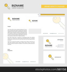 Key Business Letterhead, Envelope and visiting Card Design vector template