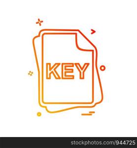KEY file type icon design vector