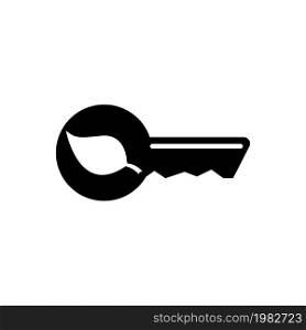 Key for Electric Car or Ecohouse. Flat Vector Icon. Simple black symbol on white background. Key for Electric Car or Ecohouse Flat Vector Icon