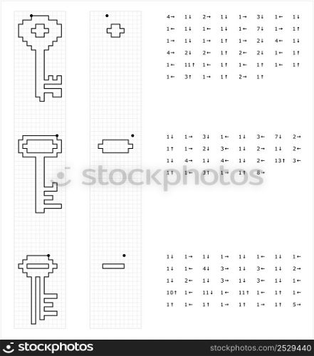 Key Graphic Dictation Drawing Icon, Lock Unlock Key Vector Art Illustration, Drawing By Cells