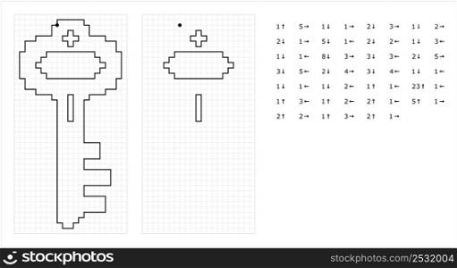 Key Graphic Dictation Drawing Icon, Lock Unlock Key Vector Art Illustration, Drawing By Cells