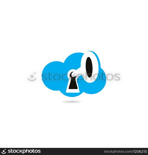 Key hole with cloud shape vector logo design.