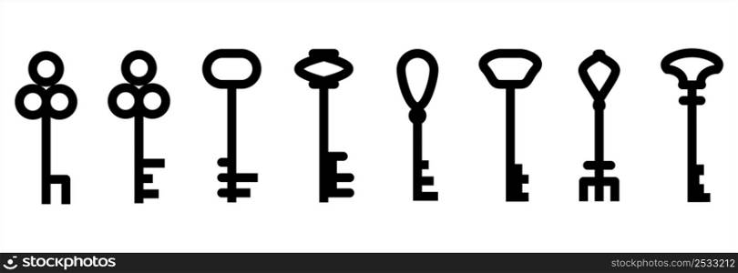 Key Icon, Creative Design, Mechanical, Electronic Fastening Unlock Lock Device Vector Art Illustration