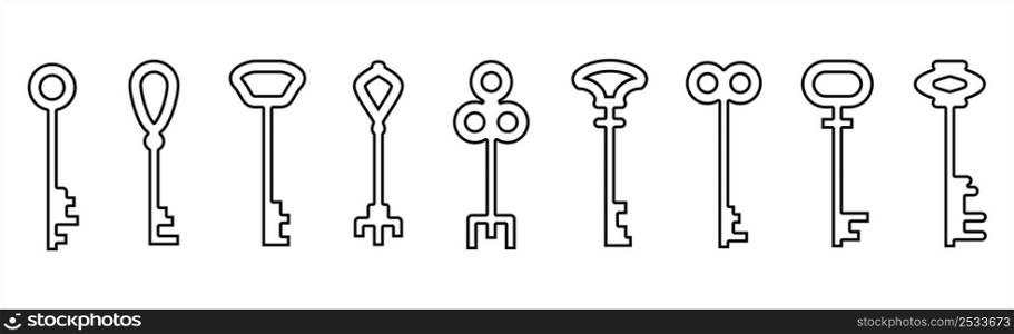 Key Icon, Creative Design, Mechanical, Electronic Fastening Unlock Lock Device Vector Art Illustration