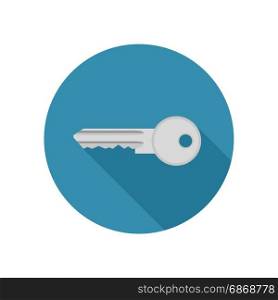 Key icon in flat style. Key icon in flat style. Vector simple illustration of key with long shadow.
