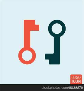 Key icon. Two keys isolated. Vector illustration. Key icon isolated