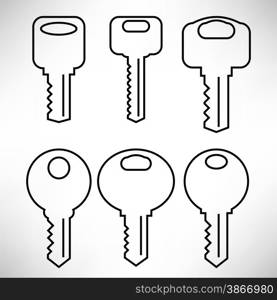 Key Icons Set Isolated on White Background. Key Icons