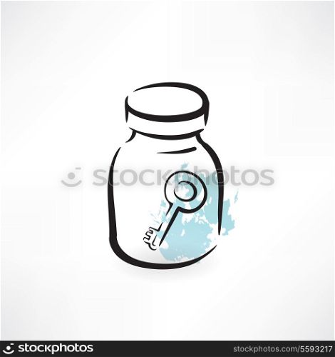 key in the glass jar grunge icon