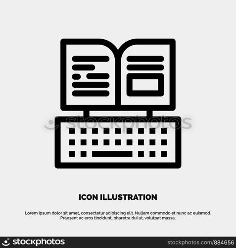 Key, Keyboard, Book, Facebook Vector Line Icon