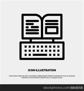 Key, Keyboard, Book, Facebook Vector Line Icon