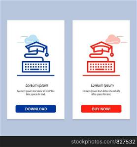 Key, Keyboard, Education, Graduation Blue and Red Download and Buy Now web Widget Card Template