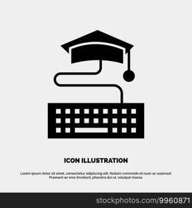 Key, Keyboard, Education, Graduation Solid Black Glyph Icon