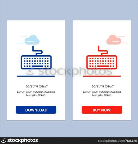 Key, Keyboard, Hardware, Education Blue and Red Download and Buy Now web Widget Card Template