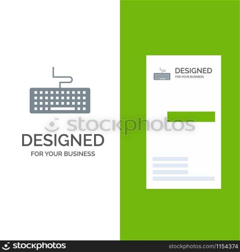 Key, Keyboard, Hardware, Education Grey Logo Design and Business Card Template