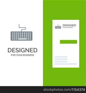 Key, Keyboard, Hardware, Education Grey Logo Design and Business Card Template