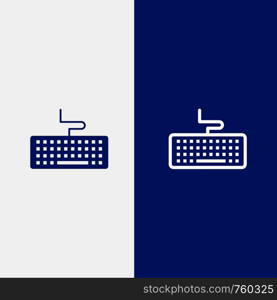 Key, Keyboard, Hardware, Education Line and Glyph Solid icon Blue banner