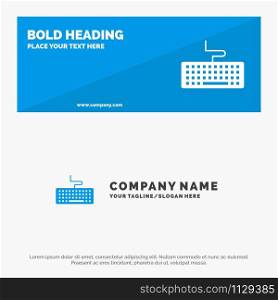 Key, Keyboard, Hardware, Education SOlid Icon Website Banner and Business Logo Template