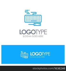 Key, Keyboard, Hardware, Repair Blue Outline Logo Place for Tagline