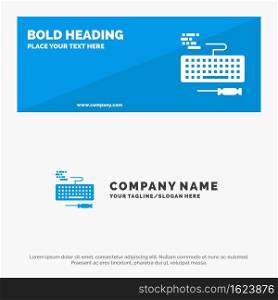 Key, Keyboard, Hardware, Repair SOlid Icon Website Banner and Business Logo Template