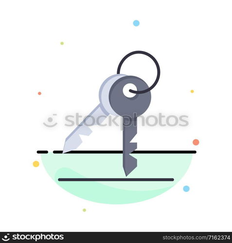 Key, Keys, Security, Room Abstract Flat Color Icon Template