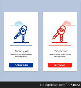 Key, Keys, Security, Room  Blue and Red Download and Buy Now web Widget Card Template