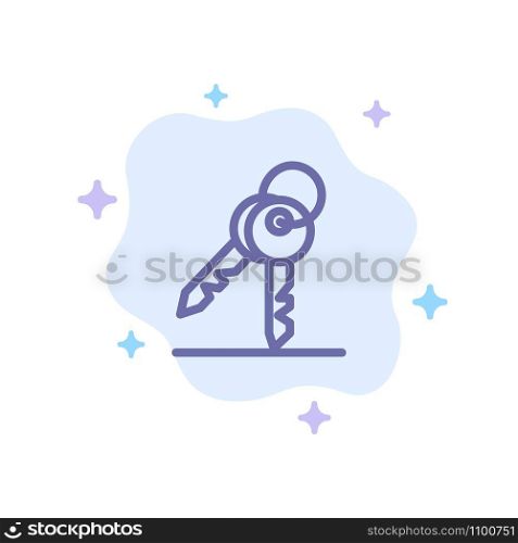 Key, Keys, Security, Room Blue Icon on Abstract Cloud Background