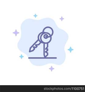 Key, Keys, Security, Room Blue Icon on Abstract Cloud Background