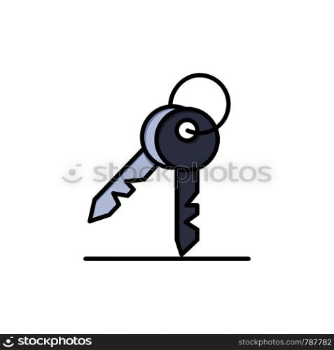 Key, Keys, Security, Room Flat Color Icon. Vector icon banner Template