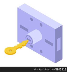 Key lock icon isometric vector. Padlock door. Secret password. Key lock icon isometric vector. Padlock door