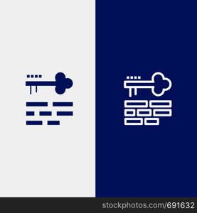 Key, Lock, Layout, Login Line and Glyph Solid icon Blue banner Line and Glyph Solid icon Blue banner