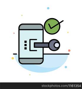 Key, Lock, Mobile, Open, Phone, Security Abstract Flat Color Icon Template