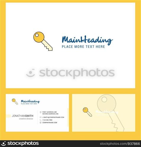 Key Logo design with Tagline & Front and Back Busienss Card Template. Vector Creative Design