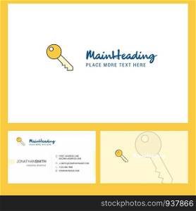 Key Logo design with Tagline & Front and Back Busienss Card Template. Vector Creative Design
