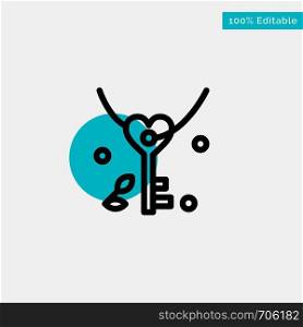 Key, Love, Heart, Wedding turquoise highlight circle point Vector icon